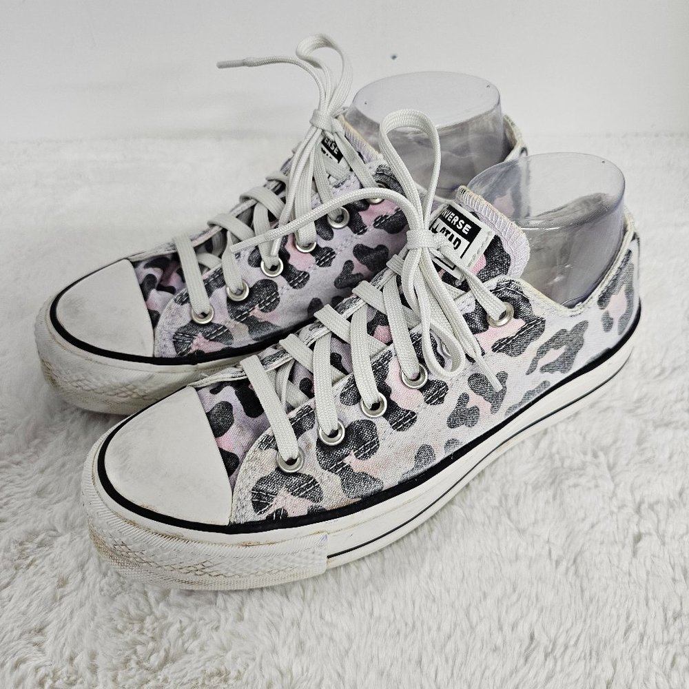 Converse Pink Black Leopard Low Top Sneakers Size 9
